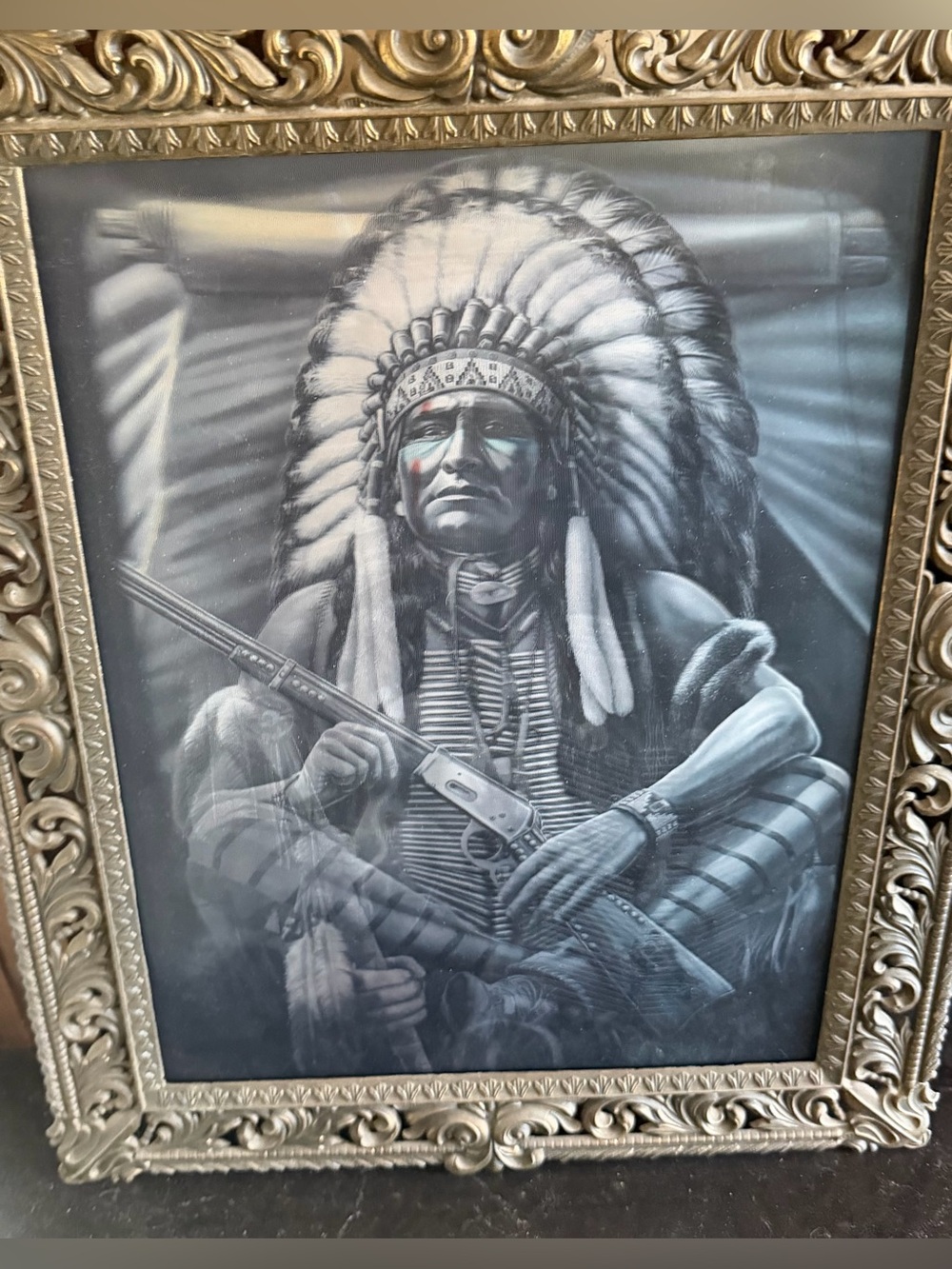 3D vinyl holographic Native American picture ART ONLY
